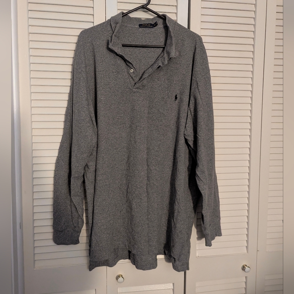 Polo Ralph Lauren Solid Grey Long-Sleeve Polo Shirt